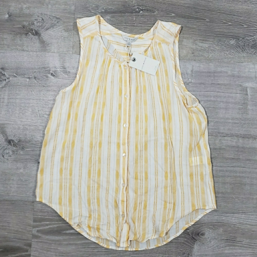 Lucky Brand yellow stripe scoop neck - Picture 4 of 4